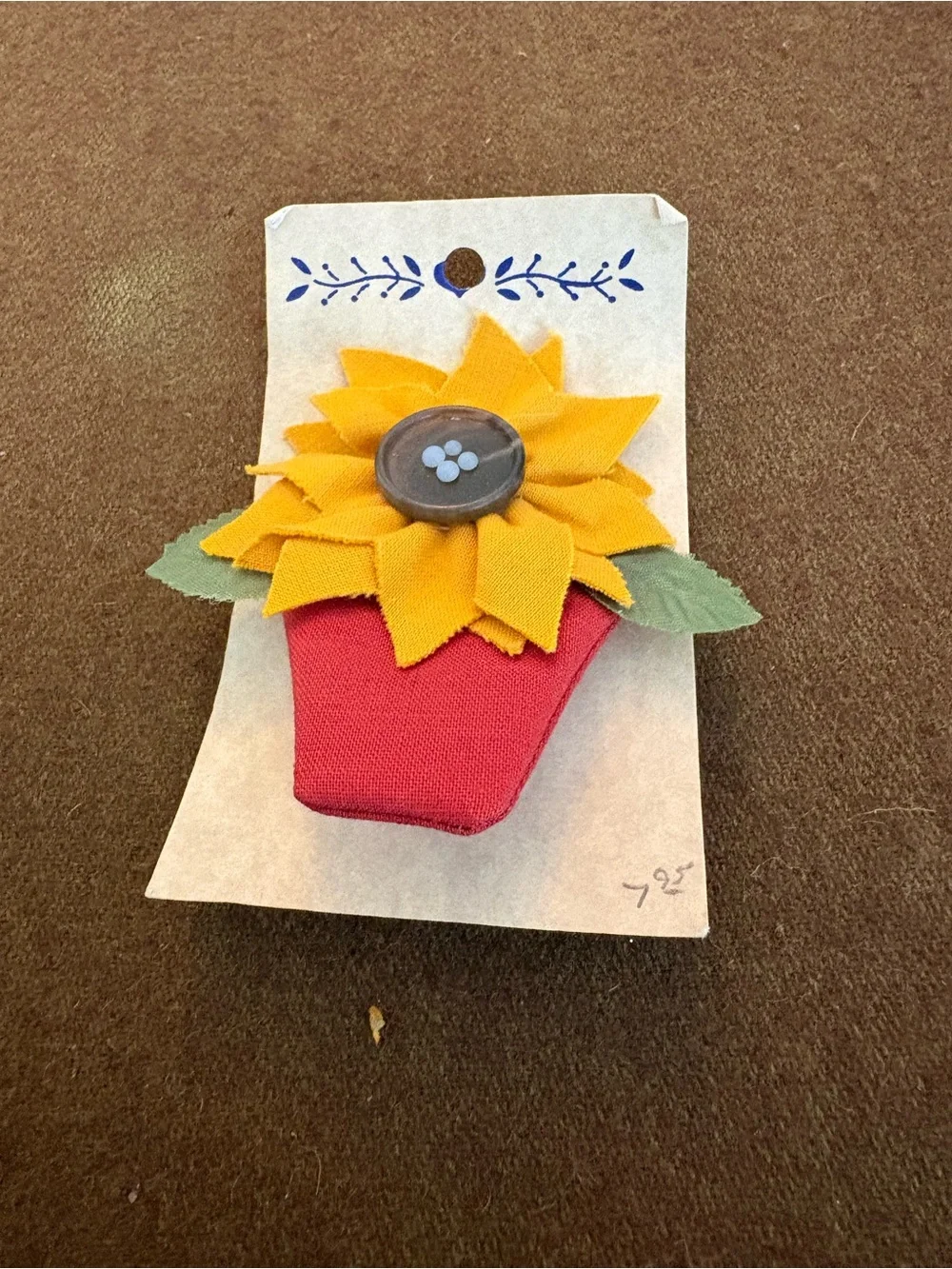 Handcrafted Fabric Sunflower & Sailor Brooch Pin Set - Yellow, Red, Blue